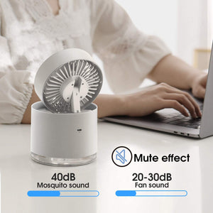 ODOROKU Desktop Air Cooler Fan Portable Air Humidifier for Indoor/Office USB Rechargeable 3 Speed with 2000mAh Battery - ODOROKU