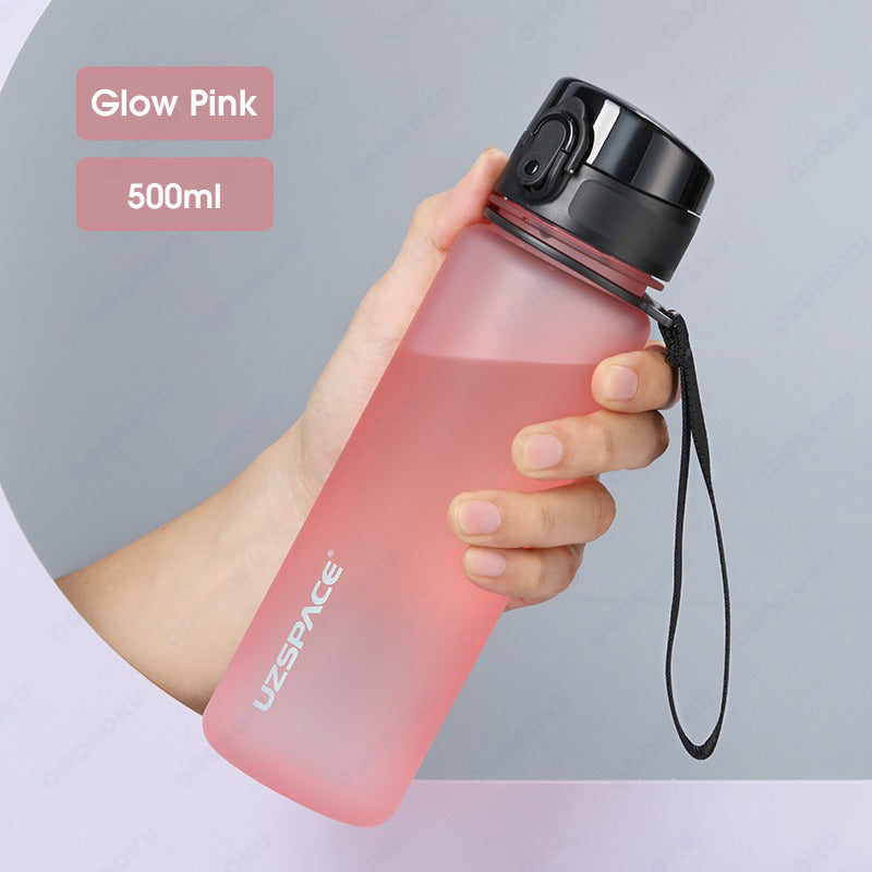 ODOROKU Neon Frosted BPA Free Water Bottle 500ml 1000ml 1 Litre USA Tritan Food Grade Material Easy One-Hand Opening Cover Leak-proof Safety Lock Nylong Strap Ideal for Outdoor Sports Exercise Cycling Tritan Water Bottle - ODOROKU