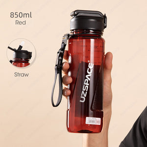 ODOROKU Transparent Straw BPA Free Water Bottle 850ml 1000ml 1 Litre USA Tritan Food Grade Material Easy One-Hand Opening Cover Leak-proof Safety Lock Nylong Strap Ideal for Outdoor Sports Exercise Cycling Tritan Water Bottle - ODOROKU