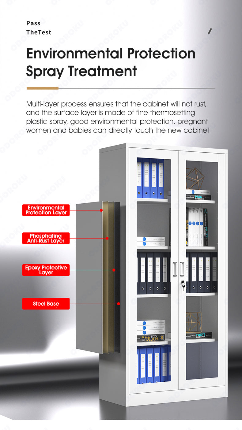 ODOROKU Light Grey Office Metal Storage Cabinets High Steel Swing Door with Lockable Steel Storage Cabinet with Doors and Shelves Office Cabinet for Home Office Garage Classroom Bookshelf Home Cabinet - ODOROKU