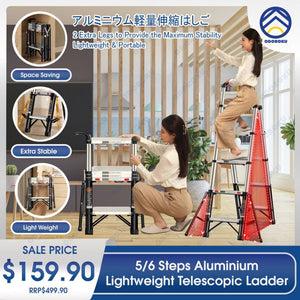 ODOROKU 6 Legs Household Aluminum Telescopic Ladder Extension Multi-Purpose Ladder Base Support Lightweight and Space Saving - ODOROKU