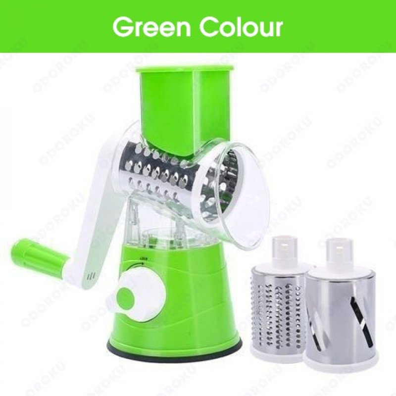 ODOROKU Manual Rotary Cheese Grater Round Mandoline Slicer with Strong Suction Base, Vegetable Slicer Nuts Grinder Cheese Shredder - ODOROKU