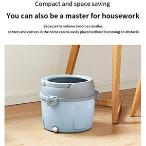 ODOROKU 2-in-1 Spin Mop Bucket Set with 2 Microfiber Fabric Rotary Folding Microfiber Bucket Stainless Steel - ODOROKU