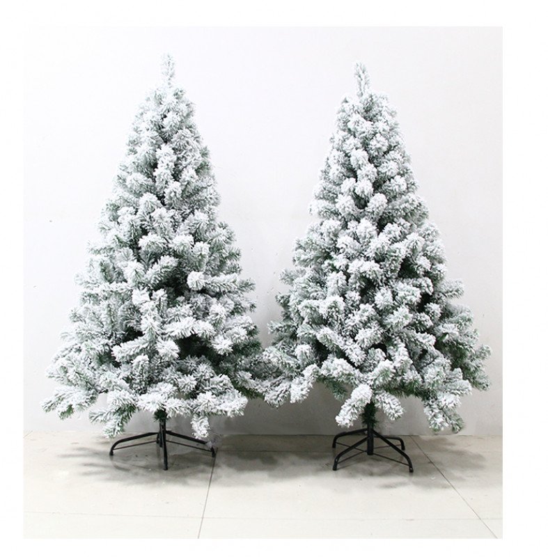 ODOROKU 150/180/210cm Premium Flocked Artificial Christmas Tree Luxury Premium 5ft 6ft 7ft White Christmas Tree Christmas Decors with Stand Durable Pine Tree for Home Office Shopping Center Party - ODOROKU