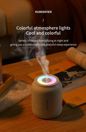 ODOROKU RGB Mini Humidifier 260ml Small Humidifiers for bedroom car Portable Humidifier LED Humidifiers with Night Light USB Humidifier (White) - ODOROKU