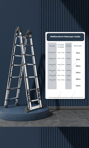 ODOROKU Telescopic Ladder A-Frame Stainless Steel Extension Ladders Multi-Purpose Collapsible Ladder for Household Commercial Aircon Renovation Herringbone Ladder Folding Ladders - ODOROKU