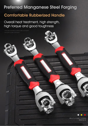 ODOROKU Universal Wrench 52 in 1 Socket Wrench Multifunction Wrench Tool with 360 Degree Rotating Head 6 Point 12 Point Spanner Tool for Home and Car Repair - ODOROKU