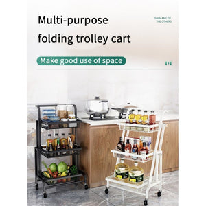 ODOROKU 3 Tiers Adjustable Angle Utility Carts with Wheels Multipurpose Rack Storage Shelf Trolley Cart Heavy Duty Shelf - ODOROKU