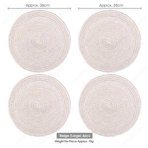 ODOROKU Set of 4 Nordic Style Round Braided Placemat Trivet Cotton Yarn Placemats Thread Weave Heat Resistant Non-Slip Pads Set Table Mat for Kitchen - ODOROKU