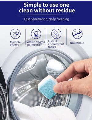 ODOROKU 30 Cubes Washing Machine Cleaning Magic Cube Effervescent Tablet Washing Machine Cleaner Antibacterial Rate 99% Active Oxygen Decontamination, Reduce Musty Smell Clean Laundry - ODOROKU