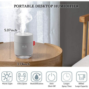 ODOROKU 500ml Mini Portable Humidifier Snow Mountain Night Light Car Air Humidifier USB Rechargeable For Room - ODOROKU