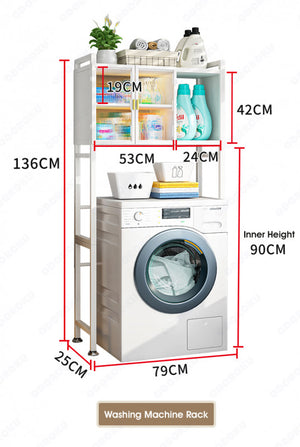 ODOROKU 2/3 Tiers Over the Washing Machine Rack with Magnetic Doors Over The Toilet Dryer Storage Cabinet Bathroom Shelf Over Toilet Bathroom Laundry Storage Cabinet Organizer - ODOROKU