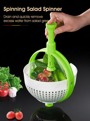 ODOROKU Multipurpose Kitchen Collapsible Salad Spinner with Handle Strainer Washer Dryer Drainer for Cleaning Vegetables Fruits - ODOROKU