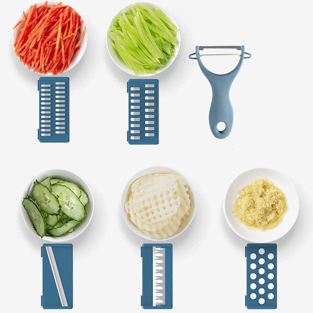 ODOROKU 5 in 1 Multi-functional Vegetable Chopper Vegetable Slicer Fruits Cutter Potato Masher Carrot Shredder Grater - ODOROKU