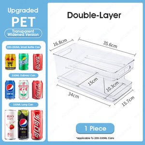 ODOROKU Refrigerator Organizer Bins Pop Soda Can Dispenser Beverage Holder for Fridge Freezer Kitchen Countertops Cabinets Clear Plastic Canned Food Pantry Storage Rack - ODOROKU