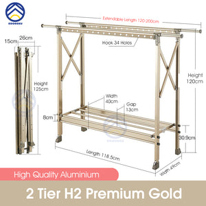 ODOROKU Aluminum Foldable Laundry Rack with Wheels Telescopic Rack Extendable Foldable Clothes Heavy Duty - ODOROKU