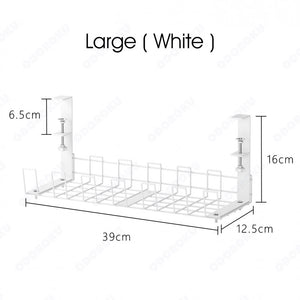 ODOROKU Undersink Office Desk Cable Management Tray Nail Free No Drill Steel Desk Cable Organizers, Wire Management Tray Cable Management Rack Desk Cable Tray with Wire Organizer and Desk Cord Organizer Black White - ODOROKU