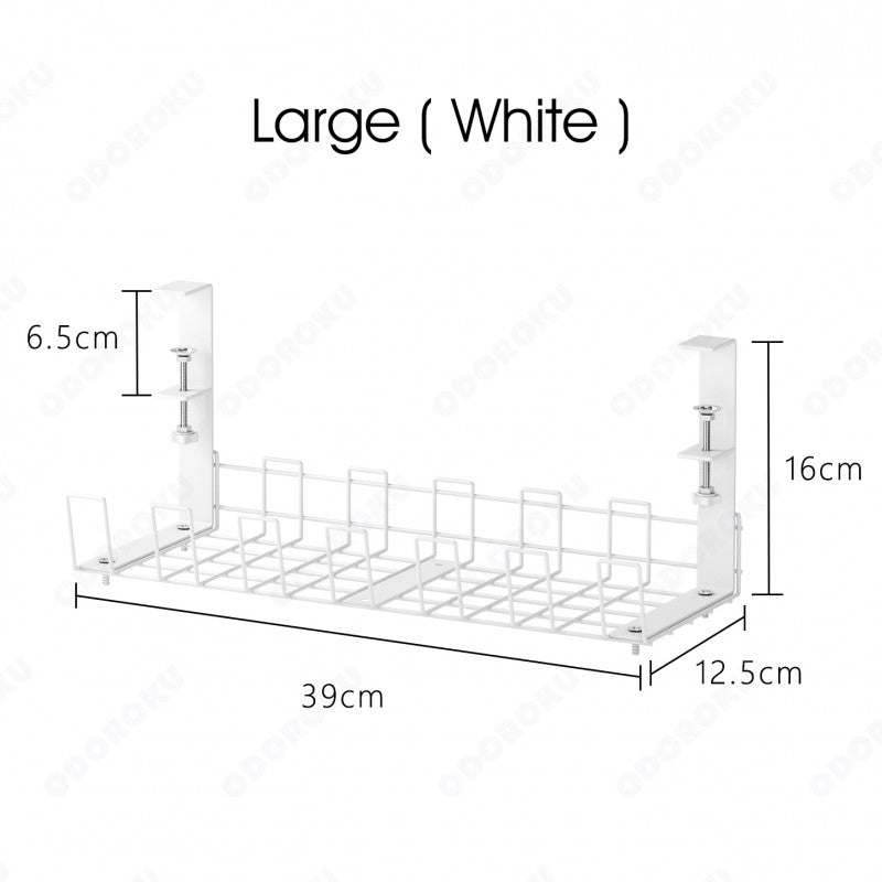 ODOROKU Undersink Office Desk Cable Management Tray Nail Free No Drill Steel Desk Cable Organizers, Wire Management Tray Cable Management Rack Desk Cable Tray with Wire Organizer and Desk Cord Organizer Black White - ODOROKU