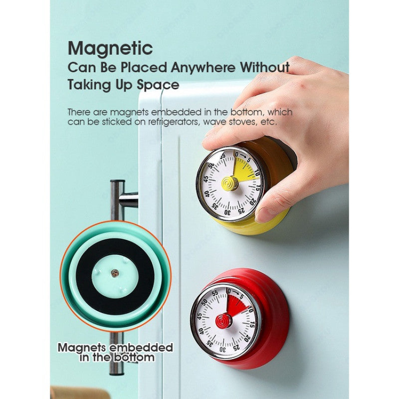 ODOROKU Magnetic Retro Kitchen Timer 1 Hour Timer Classic Mechanical Cooking Timer Round Timer Red Yellow Green - ODOROKU