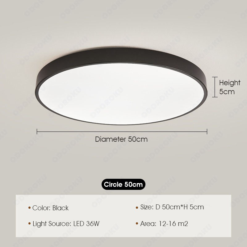 ODOROKU Circle Modern LED Ceiling Light Minimalist Flush Mount Ceiling Light Fixture Circle Lighting Lamp with Acrylic Lampshade for Bedroom Living Room Dining Room Laundry Black White - ODOROKU