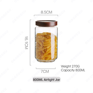 ODOROKU Glass Storage Jar Food Storage Container with Wooden Airtight Lids Acacia Wood Lid Cover Stackable Kitchen Canister Jars Container Air Tight Food Container For Serving Coffee, Tea, Spices, Sugar, Flour etc - ODOROKU