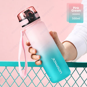 ODOROKU Gradient Frosted BPA Free Water Bottle 500ml 1000ml 1 Litre USA Tritan Food Grade Material Easy One-Hand Opening Cover Leak-proof Safety Lock Nylong Strap Ideal for Outdoor Sports Exercise Cycling Tritan Water Bottle - ODOROKU