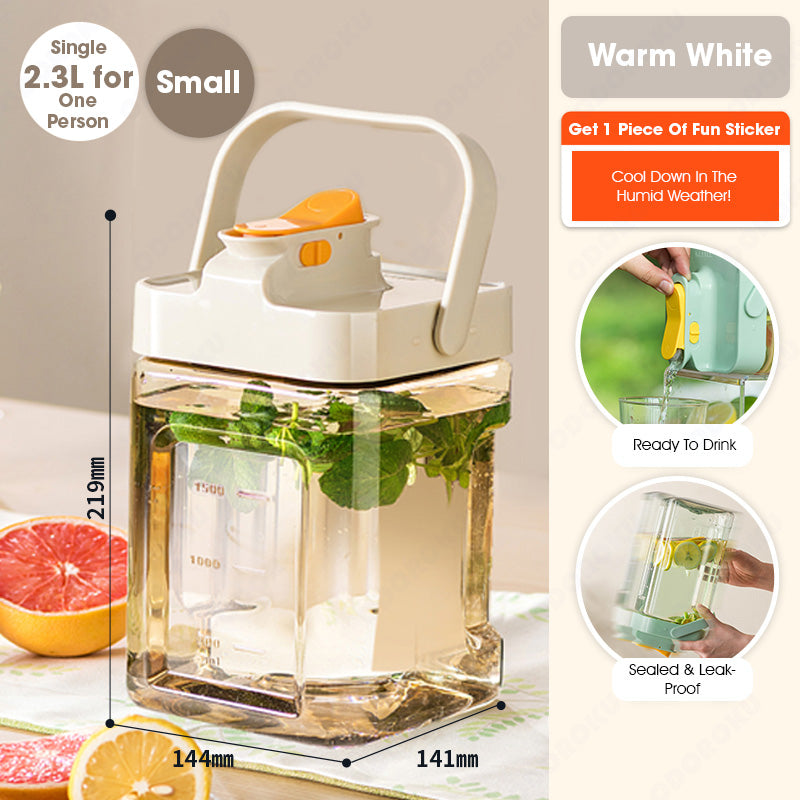 ODOROKU 2.3L/3.5L Portabe & Large Water Tank with Dispenser Spout Large Capacity Cold Water Bottle Refrigerator Fruit Beverage Dispenser Tea Kettle Leakproof PP Coffee Pitcher Beverage Dispenser - ODOROKU