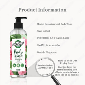 ODOROKU x Two Steps Body Care Geranium Leaf Perfume Body Wash / Body Shower 500ml 5 Litre Flower Scented Moisturizing Body Wash Eco Refill - ODOROKU