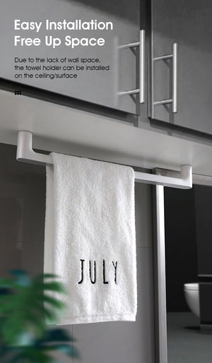 ODOROKU Self Adhesive Wall Mounted Towel Holder Towel Hanger Towel Bar Shelf Roll Holder for Kitchen Bathroom - ODOROKU