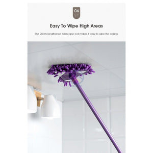 ODOROKU 55-90cm Extendable Chenille Mop Car Wash Mop Long Handle Wet & Dry Use Purple Blue Green - ODOROKU