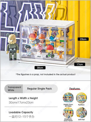 ODOROKU Popmart Display Case with Magnetic Door and Removable Shelves Acrylic Display Box Stackable Dustproof Display Box for Collectibles Toys Figures Storage Easy to Assemble - ODOROKU