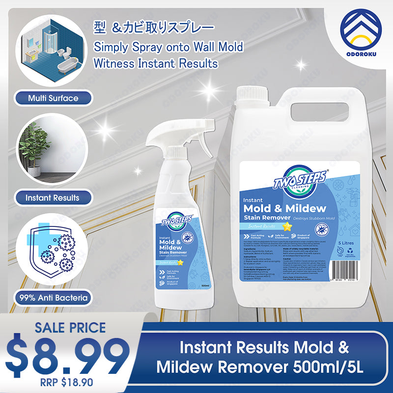 ODOROKU x Two Steps Cleaning Mold & Mildew Remover 500ml / 5 Litre Scrub Free Formula Mold Stain Remover Instant Results