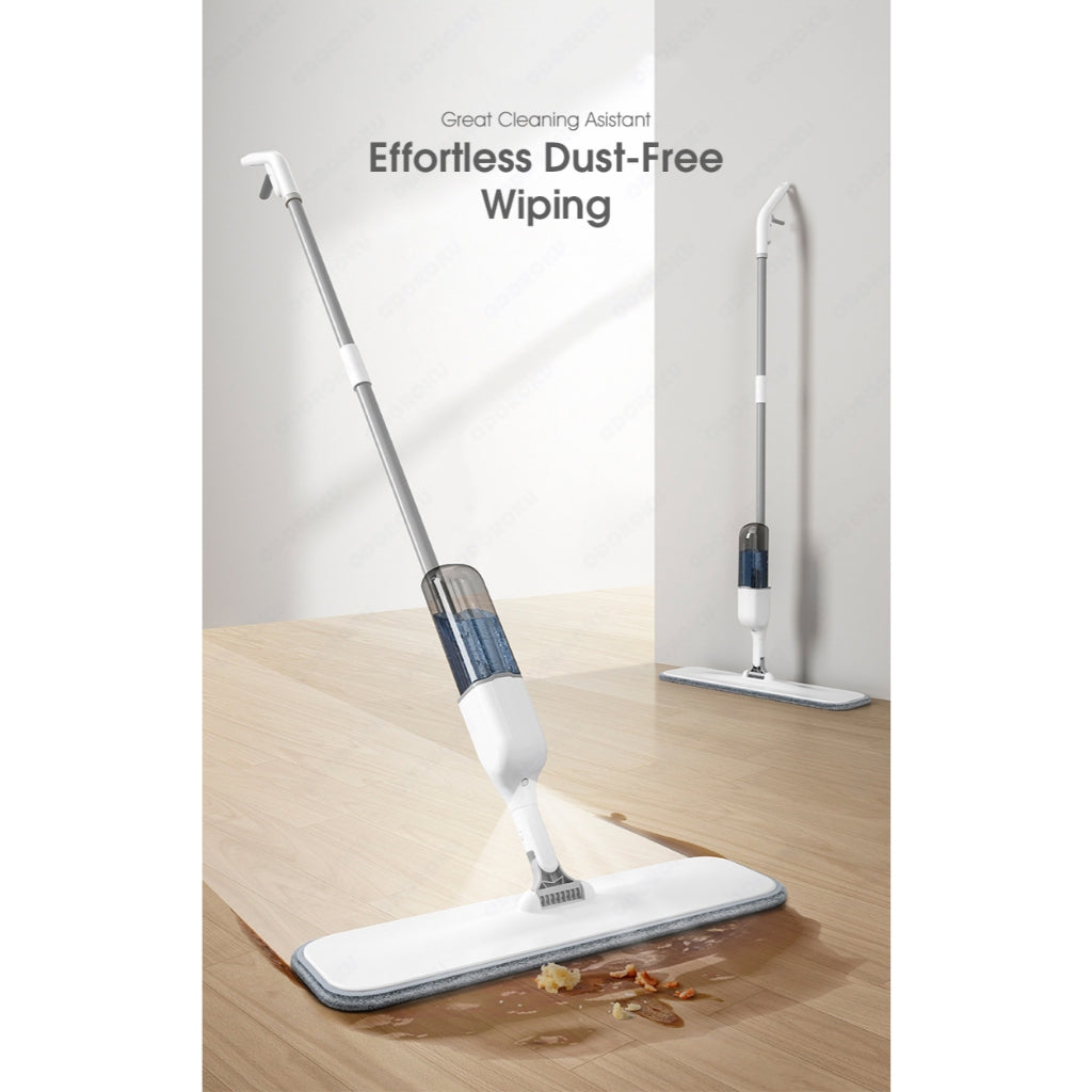 ODOROKU Wet & Dry Water Spray Mop Floor Cleaning Kit with Refillable 350ml Spray Bottle and Washable Microfiber Brush