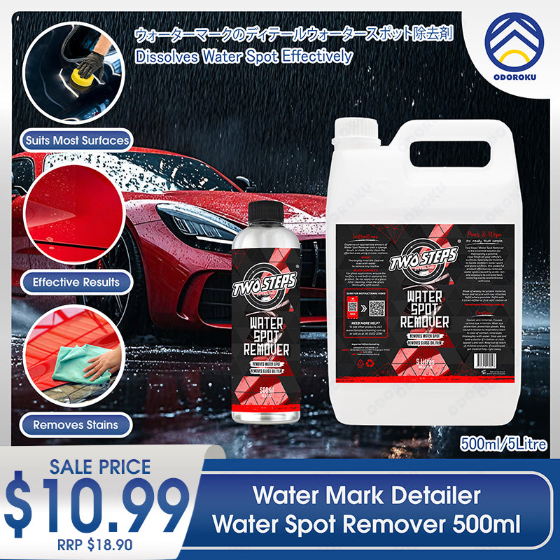 ODOROKU x Two Steps Detailing Water Spot Remover 500ml / 5 Litre Eco Refill Water Mark Remover Hard Water Stain Remover Polish for Hard Surfaces Glass Oil Film Cleaning Agent - ODOROKU